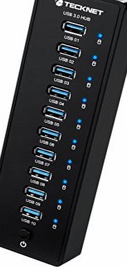 TeckNet USB 3.0 10 Port Hub with 48W Power Adapter and 3ft USB 3.0 Cable [VIA VL812 Chipset] - 24 Month UK Based Warranty